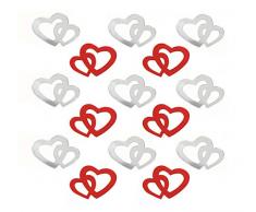 Sweelov 600 STK Doppel Herzen Konfetti siber mit rot Konfetti Tischdeko Hochzeit Herz Konfetti Tisch Deko für Hochzeit Geburtstag Feier Jubiläum Deko