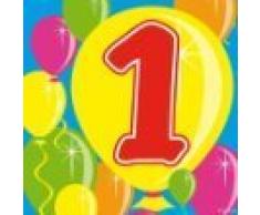 Folat Partyservietten Zahl 1 Ballondesign 20 St. Geburtstag Deko Party Servi