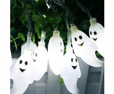 Halloween Lichterkette LED Schnurlicht 30 LEDs Kürbis Geist Licht für Außen Weihnachten Halloween Party Park Fest Deko (weiß)