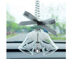 LDJC Auto hängen Dekorationen für Frauen Kristall, Auto Wind Chimes Anhänger Doppel Glocke Kristall Wind Chime, Kristallbell Snowflake Anhänger,A