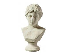 Antike Skultur/Statue - Keramik Damenbüste auf Fuß - Höhe 26cm - Garten & Wohn Ambiente - Dekobüste im Antik Design - Gartenskulptur/Gartenstatue/Keramikfigur