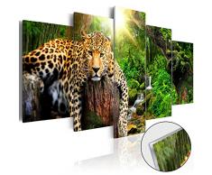 Neuheit! Modernes Acrylglasbild 100x50 cm - 5 Teilig - 2 Formate zur Auswahl - Glasbilder - TOP - Wand Bild - Kunstdruck - Wandbild - Bilder - Tier Leopard g-C-0031-k-n 100x50 cm