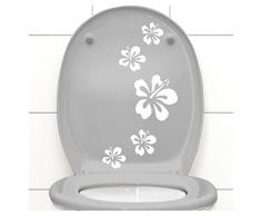 Grandora Klodeckel Aufkleber Hibiskusblüten I weiß 5er Kreativset I Bad Blüten Blumen Hibiskus Aufkleber Wandaufkleber Wandsticker W916