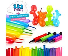 Lumaland 222er Set Modellierballons bunt Luftballon Original mit professioneller Luftpumpe für Geburtstage Partys etc