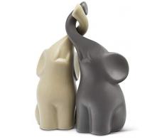 FeinKnick Harmonisches Elefanten-Pärchen aus Keramik in Beige & Grau - modernes Skulpturen-Paar aus Zwei einzelnen Elefanten - Deko-Figur 16 cm hoch - Elefant auch gut als Geschenk geeignet