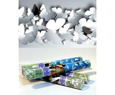 4x Konfetti Butterfly; Konfettibombe; Konfettikanone; Konfetti-Shooter: 40cm-per Druckluft bis 6m, Schmetterlinge in weiß für Hochzeit, Standesamt, Party ...