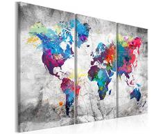 murando - Bilder Weltkarte 135x90 cm Vlies Leinwandbild 3 Teilig Kunstdruck modern Wandbilder XXL Wanddekoration Design Wand Bild - Abstrakt bunt Landkarte Reise k-A-0179-b-h