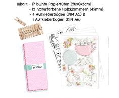 Papierdrachen 12 Osternester für Kinder und Erwachsene - DIY Osterkörbchen zu Ostern - Motiv Osterhase - Ostergeschenke für Kinder - Set 9