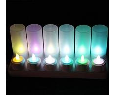Wiederaufladbare LED Kerzen Teelicht, Ein Set von 12 LED Flammenloses Teelicht Mit Fernbedienung Mit Ladestation, Für Party Hochzeit Hausgarten Outdoor Innendekoration (Farbe - 12er)