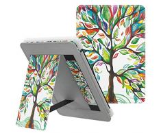 MoKo Hülle Kompatibel für All-New Amazon Kindle 10.Generation 2019 Release, Dünne PU Leder Schutzhülle mit Handhalter Auto Schlaf/Aufwach Funktion Ständer - Glück Baum