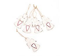 10 Stück METALL Engel Anhänger WEISS HERZ rot 8 cm Schutzengel Weihnachtsanhänger Weihnachten Engel-Hänger Weihnachtsdeko zum Aufhängen shabby chic
