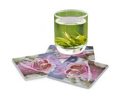PANILUR Blumenring Finger Romantik Paar Ringe liegend Rose Bud Fantasy Halo Liebe Hochzeit Token Kunstdruck，Untersetzer Saugfähige Keramik，für Tassen Tisch Bar Glas(4 Packs)