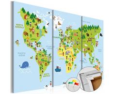 murando - Weltkarte Pinnwand 120x80 cm Bilder mit Kork Rückwand 3 Teilig Vlies Leinwandbild Korktafel Fertig Aufgespannt Wandbilder XXL Kunstdrucke Landkarte Kinder - k-B-0046-p-e