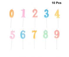 Amosfun 10 stücke geburtstagskerzen Zahlen Kuchen Topper Dekoration für Kuchen für Geburtstage Hochzeiten wiedervereinigungen Thema Party (zufällige Farbe Nummer 0-9)