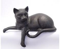Dekofigur Figur Katze Kater liegend Kantenhocker Polyresin Antik Stil H 20 cm