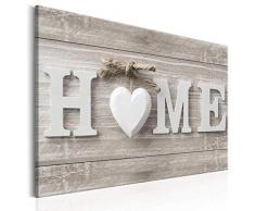 decomonkey Bilder Home Haus 60x40 cm XXL 1 Teilig Leinwandbilder Bild auf Leinwand Vlies Wandbild Kunstdruck Wanddeko Wand Wohnzimmer Wanddekoration Deko Herz weiß Holz Vintage Retro