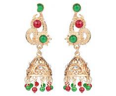 Ohrringe Ohrstecker Ohrhänger Vintage Look Naturstein Perlen Harz Kristallglocke Anhänger Screwback Ohrringe Gold Farbe Antiker Schmuck