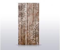 wandmotiv24 Türtapete Holzwand mit Mandalas 100 x 200cm (B x H) - Dekorfolie selbstklebend Tapete, Tür-Aufkleber, Türbild, Wandbild M0722