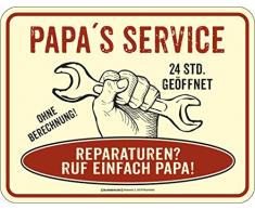 RAHMENLOS Original Blechschild für den Vater: Papas Service