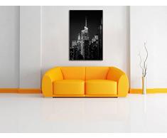 New York von oben schwarz weiß, Format: 120x80 auf Leinwand, XXL riesige Bilder fertig gerahmt mit Keilrahmen, Kunstdruck auf Wandbild mit Rahmen, günstiger als Gemälde oder Ölbild, kein Poster oder Plakat