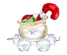 Swarovski Santas Geschenktaschen Waggon Kristallfigur, Kristall, Mehrfarbig, 3.8
