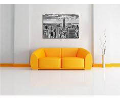 Monocrome, New York, Manhattan, Format: 120x80 auf Leinwand, XXL riesige Bilder fertig gerahmt mit Keilrahmen, Kunstdruck auf Wandbild mit Rahmen, günstiger als Gemälde oder Ölbild, kein Poster oder Plakat