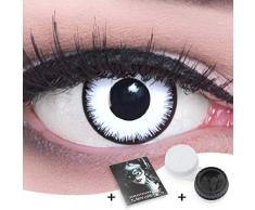 Funnylens 1 Paar farbige weisse schwarze Crazy Fun lunatic Jahres Kontaktlinsen gratis Behälter perfekt zu Halloween, Karneval, Fasching oder Fasnacht mit gratis Kontaktlinsenbehälter ohne Stärke