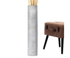 Leewadee Große Bodenvase für Dekozweige hohe Standvase Design Holzvase 75 cm, Mangoholz, Silber