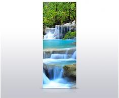 wandmotiv24 Türtapete Wasserfall im Wald 80 x 200cm (B x H) - Dekorfolie selbstklebend Tapete, Tür-Aufkleber, Türbild, Wandbild M0485