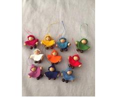 10 Anhänger Wichtel bunt