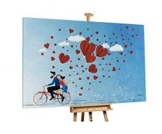 KunstLoft® XXL Gemälde Love on The Way 180x120cm | original handgemalte Bilder | Menschen Blau Rot | Leinwand-Bild Ölgemälde einteilig groß | Modernes Kunst Ölbild