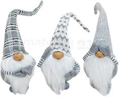 matches21 Weihnachtliche Wichtel Figur weiß/grau aus Plüsch & Textil 1 STK. je 17x12x51 cm Weihnachtswichtel