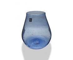 Maison Zoe Glasvase aus Recycling-Glas Dora - hellblau - blau - klein - Durchmesser ≈ 14cm - Höhe ≈ 18cm - 100% Handmade - Blumenvase - Vase mundgeblasen - Dekovase - Tischvase