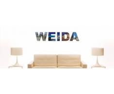 Wandtattoo farbige Wandschrift Städtename Weida mit Sehenswürdigkeiten 80 x 16 cm Länge