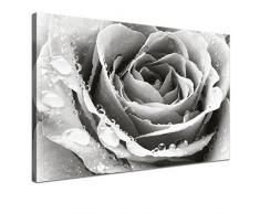LANA KK - Leinwandbild Liebe BW mit Blumen auf Echtholz-Keilrahmen â Frühling und Natur Fotoleinwand-Kunstdruck in schwarz, einteilig & fertig gerahmt in 100x70cm