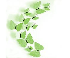 3D Schmetterlinge Blumen 12er Set Dekoration Wandtattoo (Elegant (grün))