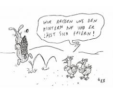 Postkarte A6 • 39512 Er lässt sich feiern von Inkognito • Künstler: Hauck & Bauer (H&B) • Cartoons • Ostern