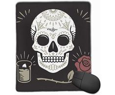 Mauspad Hipster Day Dead Skull Rosenkerze Extended Mouse Pad rutschfeste Gummibasis mit genähten Kanten