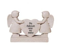 Trauer-Shop Grabdeko Engelpaar mit Herz Du fehlst Uns so sehr. Breite 18 cm.