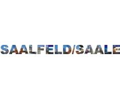 INDIGOS UG - Wandtattoo Wandsticker Wandaufkleber - Aufkleber farbige Wandschrift Städtename Städtename Saalfeld - Saale mit Sehenswürdigkeiten 40 x 4 cm Länge