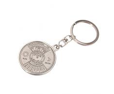 DAKERTA Ewiger Kalender Schlüsselring Anhänger Edelstahl Legierung Schlüsselbund Kompass Dekofigur Schlüsselanhänger Mode Schlüsselringen Persönlichkeit Keychain Metall Schlüsselhalter - Silber