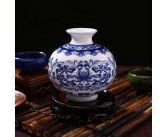 TOPmountain Porzellan-Blumenvase, antiker traditioneller chinesischer Blauer und weißer Porzellanvase-Keramikblumentopf für Hauptdekoration - C5