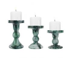 Lewondr Harz Marmor-Stil Kerzenhalter, 3 Stücke Kerzenständer in Unterschiedlicher Größe, Tischdekoration Teelichthalter für Romantisches Abendessen Hochzeit Weihnachten Geburtstag - Grün