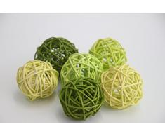 Markenlos Rattankugeln Rattanball Kugeln Rattanbälle Rattan Kugel Streudeko Tischdeko Deko (6 St. Grün gemischt)