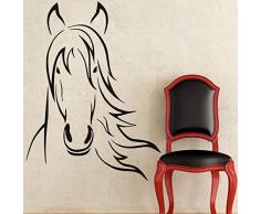 Pferdekopf Wandtattoo Tier Porträt Aufkleber Diy Wasserdichtes Muster Vinilos Decorativos Jungen Schlafzimmer Wandaufkleber 42X55Cm
