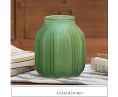 MCXKAL Europäische Farbige Glasvasen Wohnzimmerdekoration Vintage Milchglas Blumenvase Dekor Hydroponic Behälter Glasflasche, Grün 16Cm