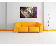 Coloured Streetart Graffiti Format: 120x80 cm auf Leinwand, XXL riesige Bilder fertig gerahmt mit Keilrahmen, Kunstdruck auf Wandbild mit Rahmen, günstiger als Gemälde oder Ölbild, kein Poster oder Plakat