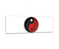 Wandbild - Ying Yang - Bild auf Leinwand 90 x 30 cm - Leinwandbilder - Bilder als Leinwanddruck - Geist & Seele - Asien - Buddhismus - Zeichen in schwarz und rot