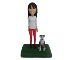 Eiche benutzerdefinierte Polymer Clay Figur Puppe Geschenk an Freundin mit ihrem Haustier Miniatur Geburtstag Valentinstag Geschenk Abschlussgeschenk Idee