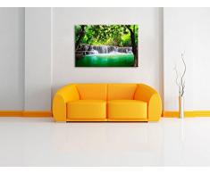 Kleiner Wasserfall im Dschungel Format: 100x70 auf Leinwand, XXL riesige Bilder fertig gerahmt mit Keilrahmen, Kunstdruck auf Wandbild mit Rahmen, günstiger als Gemälde oder Ölbild, kein Poster oder Plakat